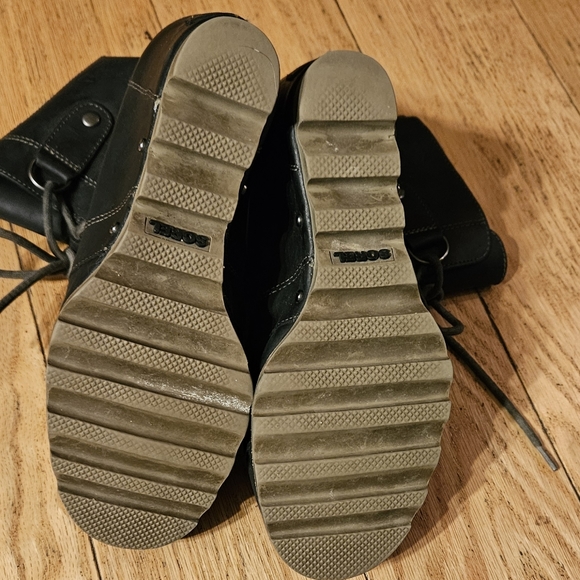 SOREL womans black wedge leather boots womans US size 8 - Picture 3 of 4